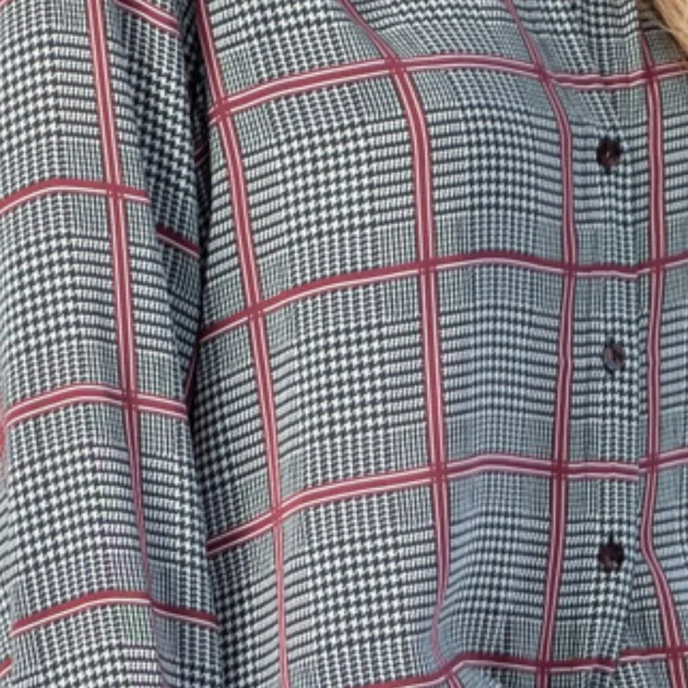 L'AGENCE Nina Long Sleeve Blouse in Autumn Pfeiffer Plaid - Picture 4 of 5